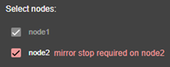 SafeKit web console image
Situation where the node cannot be selected, in the module configuration wizard, because the module is running