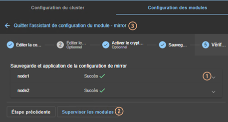Image de la console web SafeKit
Vérifier le résultat de la configuration du module sur les nœuds en utilisant l'assistant de configuration du module